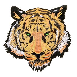 Namvo Tiger Head Embroidered Patch Large Tiger Patch Embroidered Iron-On Sewn Applique Applique Suitable For Clothes Hats Jackets Jeans