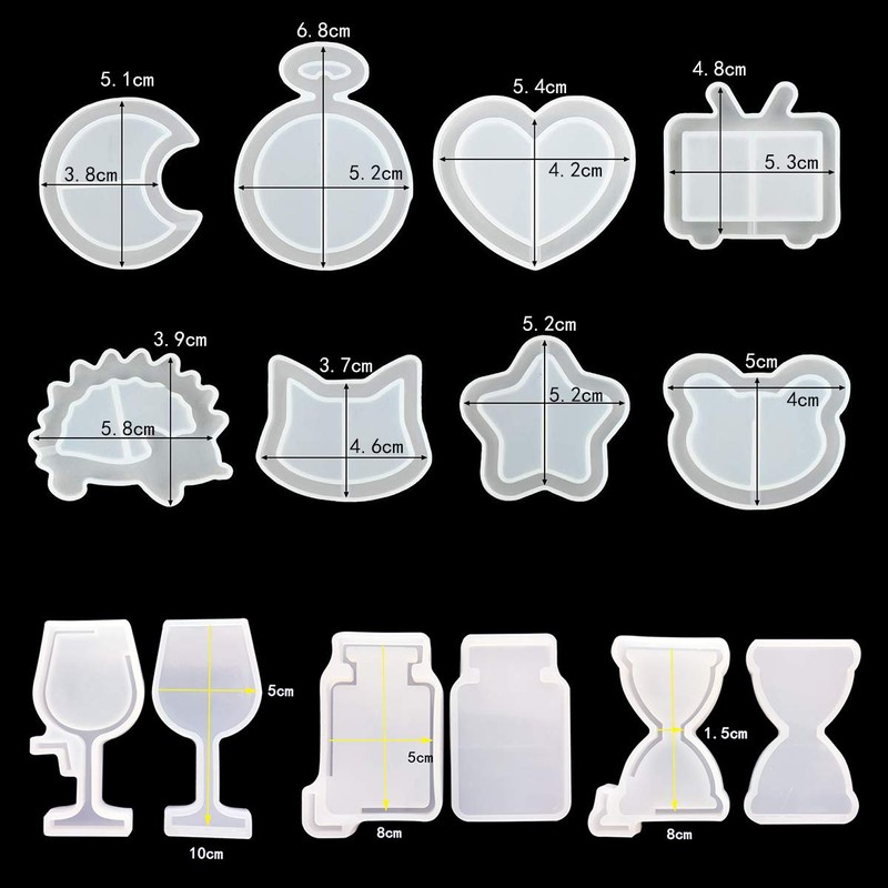 iSuperb 11Pcs Resin Shaker Mold DIY Quicksand Star Moon Cat