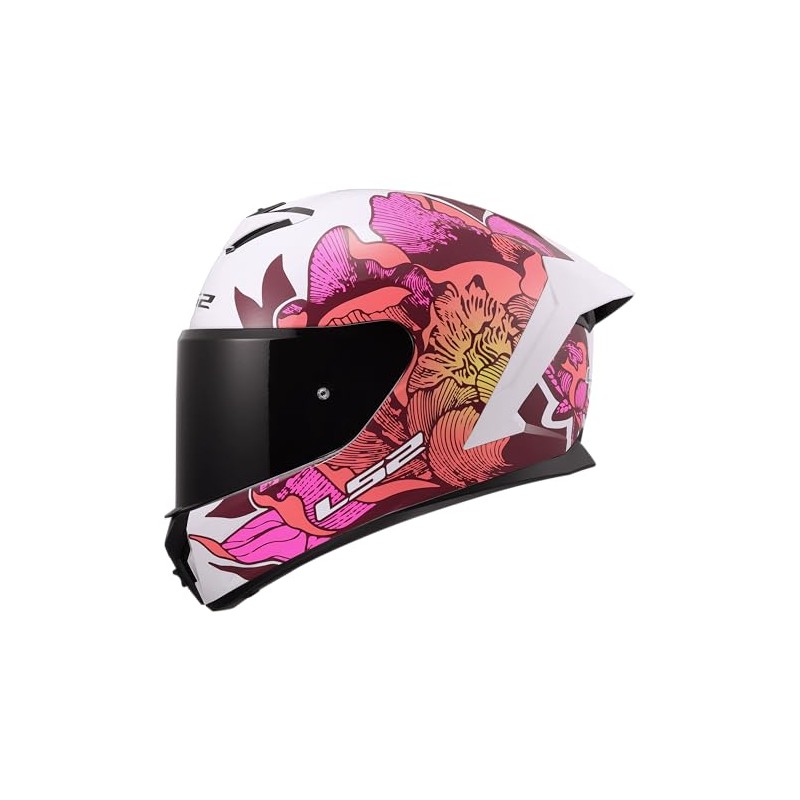 LS2, RAPID III POPPIES II Integral Motorcycle Helmet White Pink