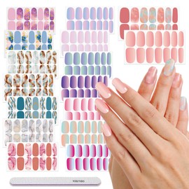 DANNEASY 16 Sheets Nail Polish Strips for Women Girl Marble&Glitter Mermaid Color Nail Polish Stickers Full Nail Wraps Gel Nail Strips Self Adhesive Manicure Sticker with Nail File, Cuticle Stick