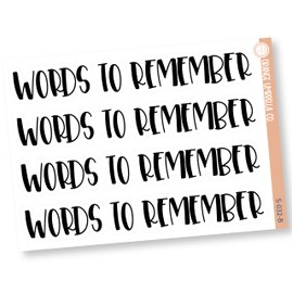 Words To Remember Header Stickers, Dashboard Pages, Dash Board Notes, Goal Setting Planner Stickers (S-032-B)