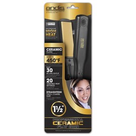 Andis 1.5-Inch High Heat Ceramic Hair Flattening Iron, Black (67770)