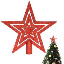 Christmas Tree Topper,20CM Glitter Christmas Tree Star Toppers,Star for Top of Xmas Tree Topper Ornament(Red)