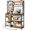 Baker Rack with Power Outlet - Microwave Stand with Storage,