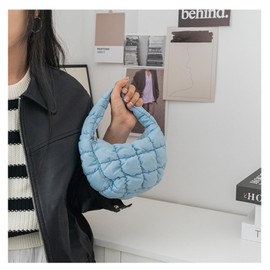Bolso acolchado para mujer, bolso pequeño acolchado ligero para las axilas, Azul/claro, Small