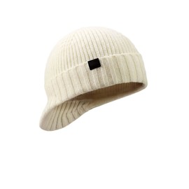 QUINTRA Mens Beanie Hat Ear Flap Hat Knitted Hat Black Wool Roll Up Outdoor Holiday Solid Color Windproof Warm Running Dress Men Winter, beige, One Size