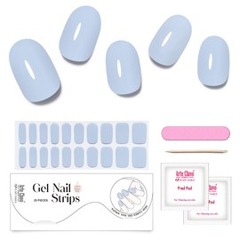 Arte Clavo Semi Cured Gel Nail Strips, 20 Pcs Gel Nail Stickers with UV Light Required, Salon Quality, Long Lasting, Easy Apply and Remove (Baby Blue)