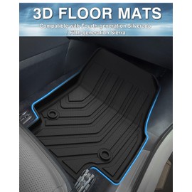 Mixsuper Liner Floor Mats for 2019-2024 Chevy Silverado 1500/GMC Sierra 1500, 2020-2024 Chevy Silverado/GMC Sierra 2500HD/3500HD Crew Cab with Rear Underseat Storage Box, Front Bucket