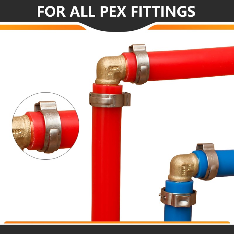 100-PCs HeSun 3/4 Inch PEX Crimp Ring, Premium 304 Stainless