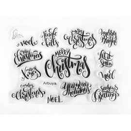 Arbuya - Sellos de silicona con texto en inglés "Merry Christmas Let it Snow", saludos de la temporada, con texto en inglés "Jingle Bells", frase de sentimiento, para hacer tarjetas, diario y álbumes