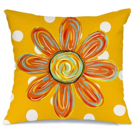 AACORS Summer Pillow Cover 18x18 Inch Watercolor Flower Decor Farmhouse Seasonal Pillow Case Decorations for Home Sofa Couch (Yellow AA721-18