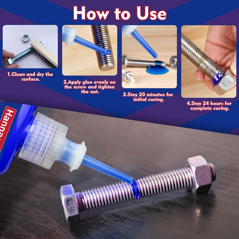 Thread Lock Blue 1.69 Fl oz/50 ml Medium Strength, Lock