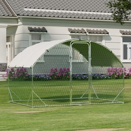Garvee Metal Large Chicken Coop, Chicken Run for Yard with Strengthen Support, Outdoor Poultry Cage with Waterproof and Anti-Ultraviolet Cover for Outdoor Farm Use(9.8 ft W x 6.5 ft L x 6.5 ft H