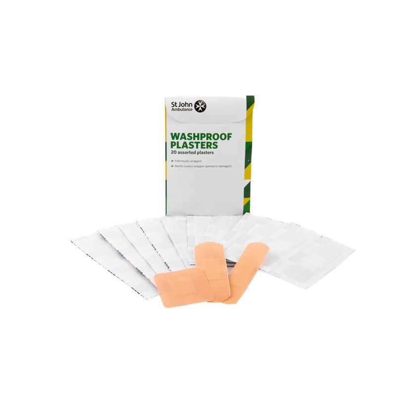 St John Ambulance Assorted Washproof Plasters - Pack of 20