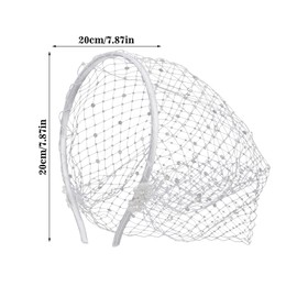 Lusofie White Mesh Veil Headband 1920s Headpiece for Women Bridal Wedding Tea Party Fascinator Veil for Women