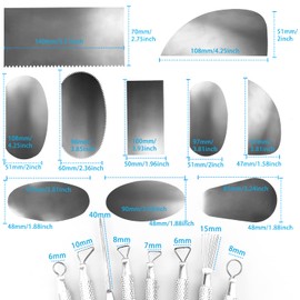 Clay Pottery Tool Kit Pottery Clay Molding Ceramics Tools,10Pcs Sculpture Pottery Molding Scraper Cutters with 8Pcs Aluminium Carving Tools for Pottery Ceramics Sculpture, Carving