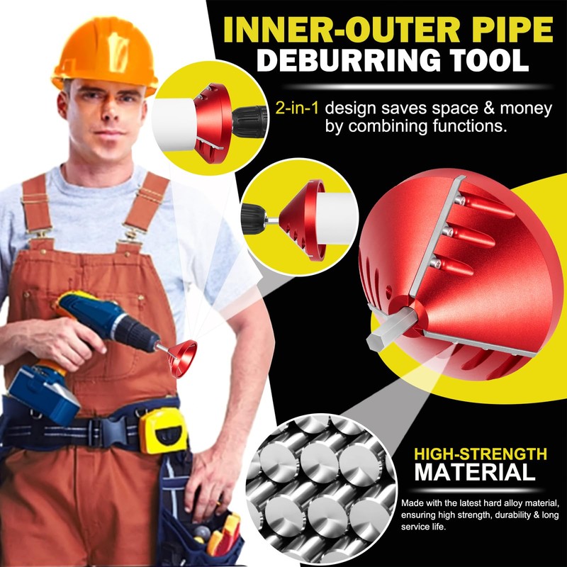 2 in-1 Inner-Outer Pipe Deburring Tool,PVC Chamfer Tool,Chamfer Reamer,Pipe Deburring
