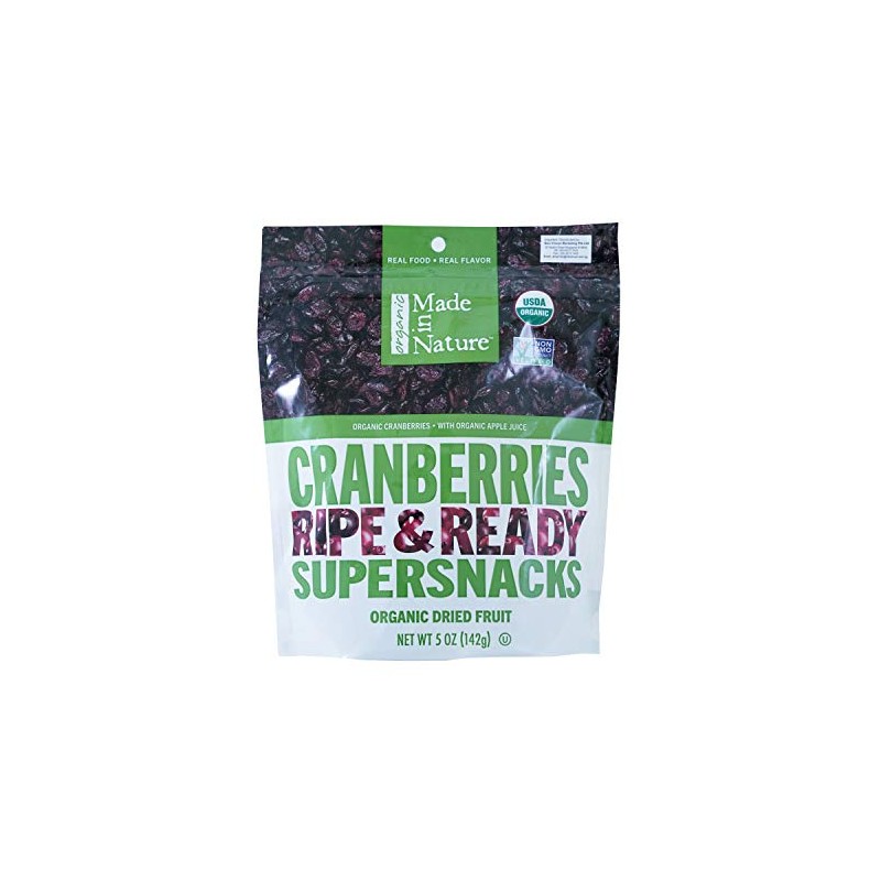 Made In Nature Organic Cranberries, Dried and Unsulfured, 5 Ounce