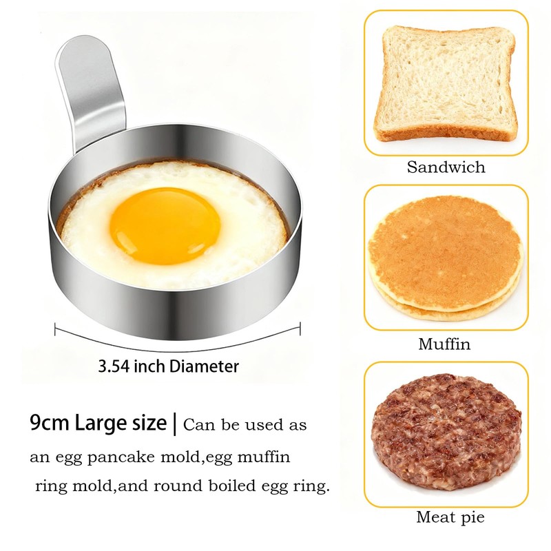 NovaFuse Set of 4 Fried Egg Moulds, Stainless Steel Egg