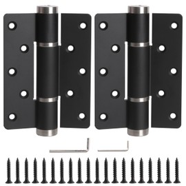 Self Closing Door Hinge with Silent Hydraulic Buffering, Adjustable Door Closer Tension and Speed, Spring Loaded Hinges 5.5 Inch, 175°Open, Space Aluminum, Anti Pinch Injury 2Pcs