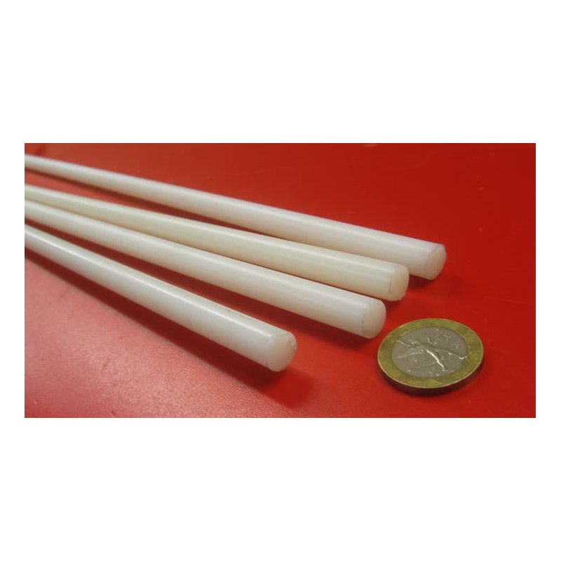 Natural Nylon Extruded Round Rod .375" (3/8") x 5 Ft