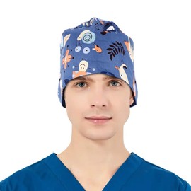 EXCEART 4pcs Scrub Cap Printed Bouffant Turban Cap Adjustable Bouffant Hair Cover Cotton Working Cap Woman Turban Printed Working Hat Cotton Sweatband Tie Back Head Cover for Women Men