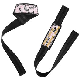 Correas de elevación de mariposas negras melocotón personalizadas de 26 pulgadas, antideslizantes, para levantamiento de pesas, gimnasio, peso muerto, entrenamiento munequeras para levantamiento de