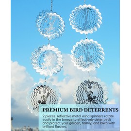 12 Pcs Metal Bird Scare Discs Set – Highly Reflective Fairy Wind Spinners, Bird Reflectors to Keep Birds Away, Outdoor Garden Decor for Patio and Outside