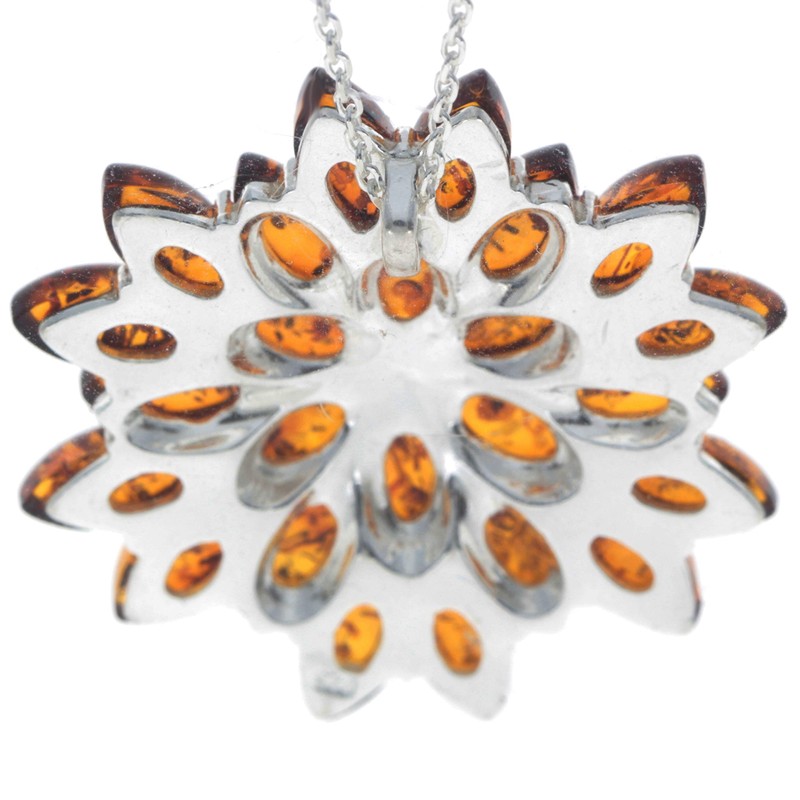 Genuine Cognac Baltic Amber & Sterling Silver Unusual Pendant without