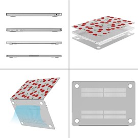 Idocolors Cute Cherry Case Compatible with MacBook Pro 14 Inch(Models A2442/A2779 M2/A2918/A2992 M3), Transparent Frosted Protective Hard Case Anti Scratch Cover for Girls Women Men