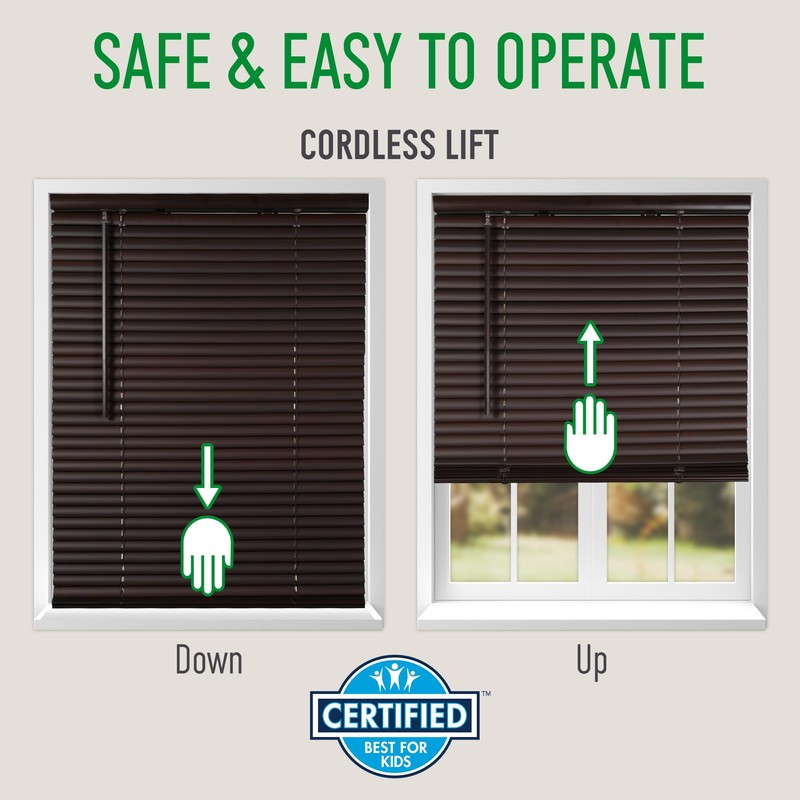CALYX INTERIORS Room Darkening Vinyl Mini Blinds, Cordless, 1" Slat,