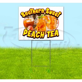 Southern Sweet Peach Tea (18" X 24") Yard Sign, Quantity Discounts, Multi-Packs, Includes Metal Step Stake, Bandit Sign