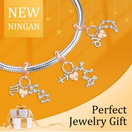 NINGAN Scorpio Pendant Charm Rose Gold 925 Sterling Silver Zodiac Charms,CZ Birthstone Pendant Gifts for Birthday