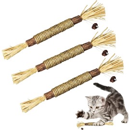 LANLAN2022 3 Pack Silvervine Sticks Cat Toys for Indoor Cats Interactive Silvervine for Cats Catnip Toys for Indoor Cats Chew Toy for Cat Teeth Cleaning Kitten Teething