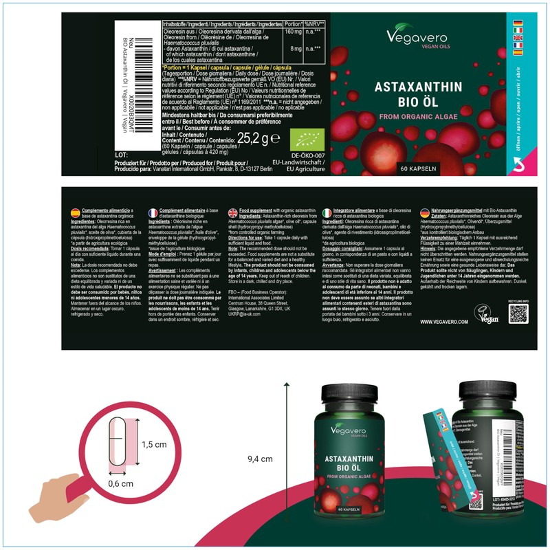 Vegavero Vegavero Organic Astaxanthin 8 mg | Natural Antioxidant Supplements