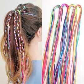 Bunte Haargummis für Zöpfe, Farbverlauf, Haargummis, Haargummis, Regenbogen-Flechten, Haarschmuck, elastische Haargummis für Damen und Mädchen, 32 Stück