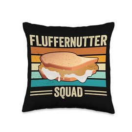 Funny Creamy Fluffernutter Squad Cool Peanut Butter Sandwich Throw Pillow