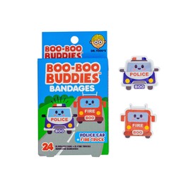 Boo Boo Buddies Kids Adhesive Bandages, Kids Self-Adhesive Sterile Bandages Pack for Toddler Girls & Boys, Adults First Aid, Protect Scrapes and Cuts | 24 Pcs (Police car + Fire Truck)