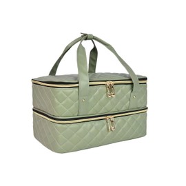 EXCEEDOR Nail Polish Organizer Bag –Nail Polish Organizer Case,Holds 40 Bottles & Lamp, Portable PU Leather Nail Supplies Organizer for Travel Kit Storage (green)