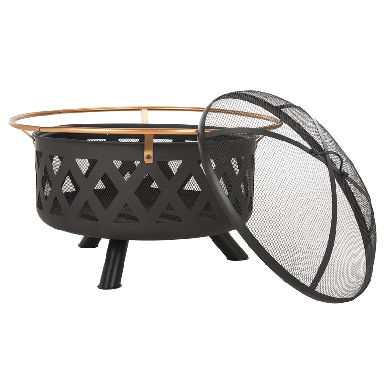 Safavieh PIT2003A Outdoor Collection Bryce Copper and Black Round Fire