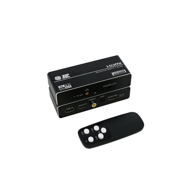 Wilxisum 8K HDMI 2.1 Audio Extractor4K@120, HDMI to HDMI+Optical+Coaxial+3.5mm Jack+HDMI