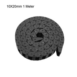 sourcing map Drag Chain Cable Carrier Open Type with End Connectors 10X20mm 1 Meter Plastic for Electrical CNC Router Machines Black