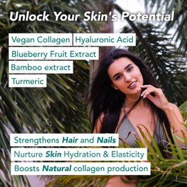 Bionutrica Vegan Collagen Supplement (1200mg) with Hyaluronic Acid, Sea Kelp & More - Skin & Hair Health | 60 Capsules