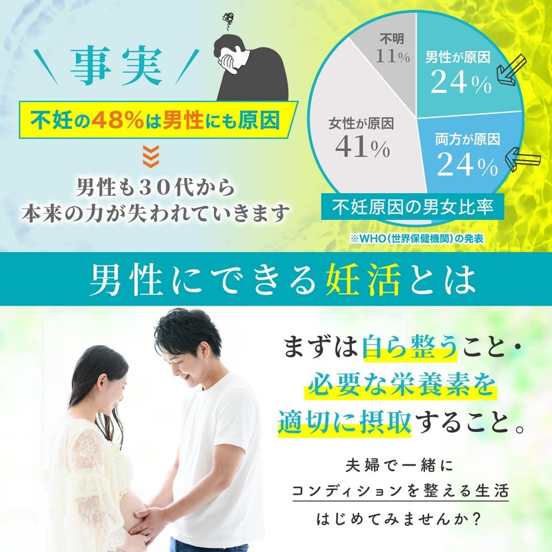 精活 妊活サポート 活力サポート 亜鉛 マカ 葉酸 特許成分 12種類の活力成分60粒 30日分 (3袋)