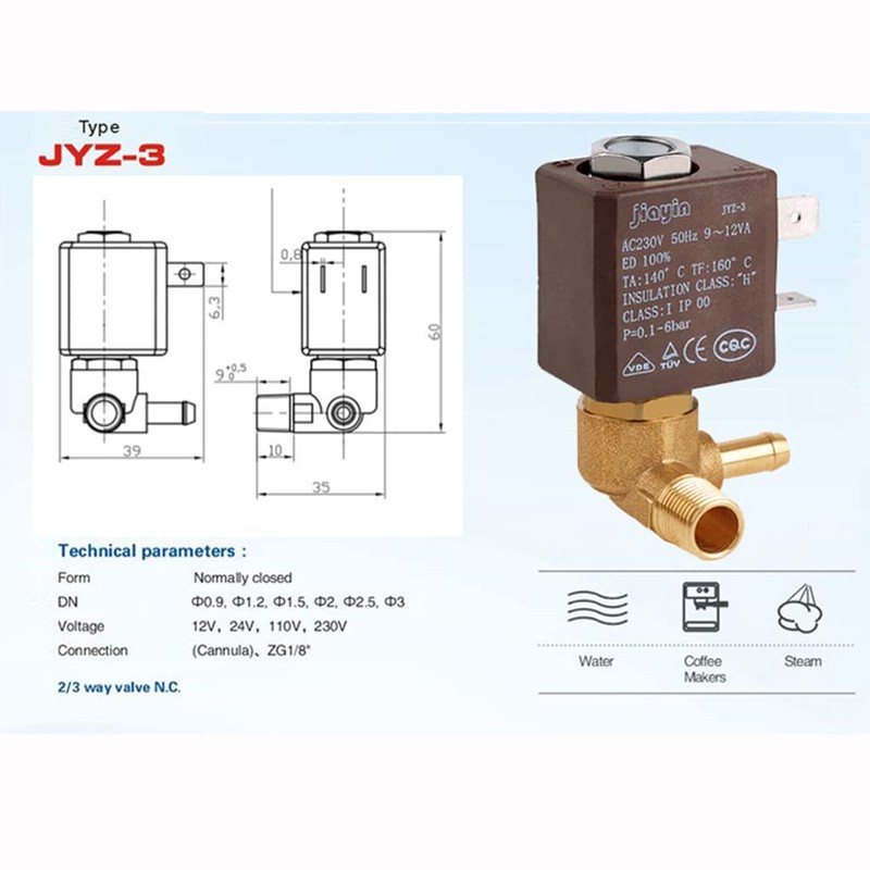 JIAYIN JYZ-3 Normally Closed N/C 2/3 Way AC 230V G1/8"