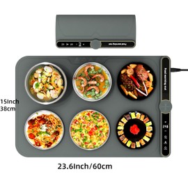 LYSXP 2025 Food Warming Mat, 15x23.6Inch 9-Level Temperature Adjustment, Multi-Functional Food Heater for Parties and Daily Use (Grey)