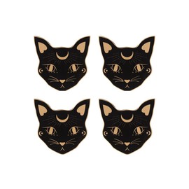 Something Different - Mystic Mog - Gothic Cat Set of 4 Mystical Cat Black Cat Coaster Set