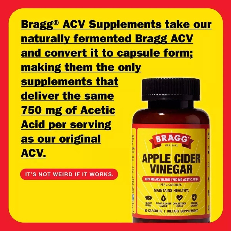Bragg Apple Cider Vinegar Capsules with Vitamin D and 90