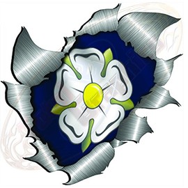 medium size Yorkshire Rose Flag Metal Rip Open Sticker