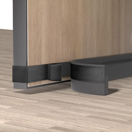 JUJIBL Door Draft Stopper for Bottom of Door, Under Door Gap Filler Hook & Loop Strip Easy to Install Stripping Door Seal, Light and Dust Blocking for Front Door, Living Room, Bedroom，32inch Black